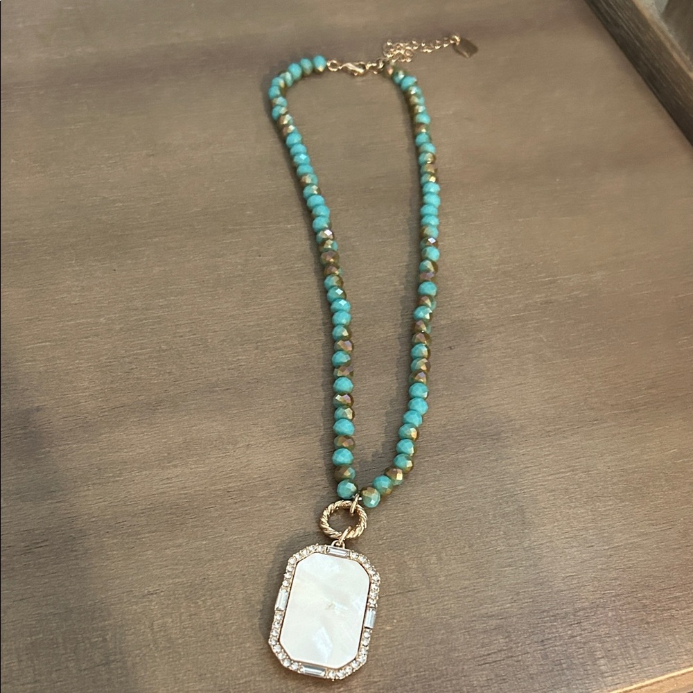 Park Lane Turquoise Beaded Necklace with Mother-of-Pearl Pendant
